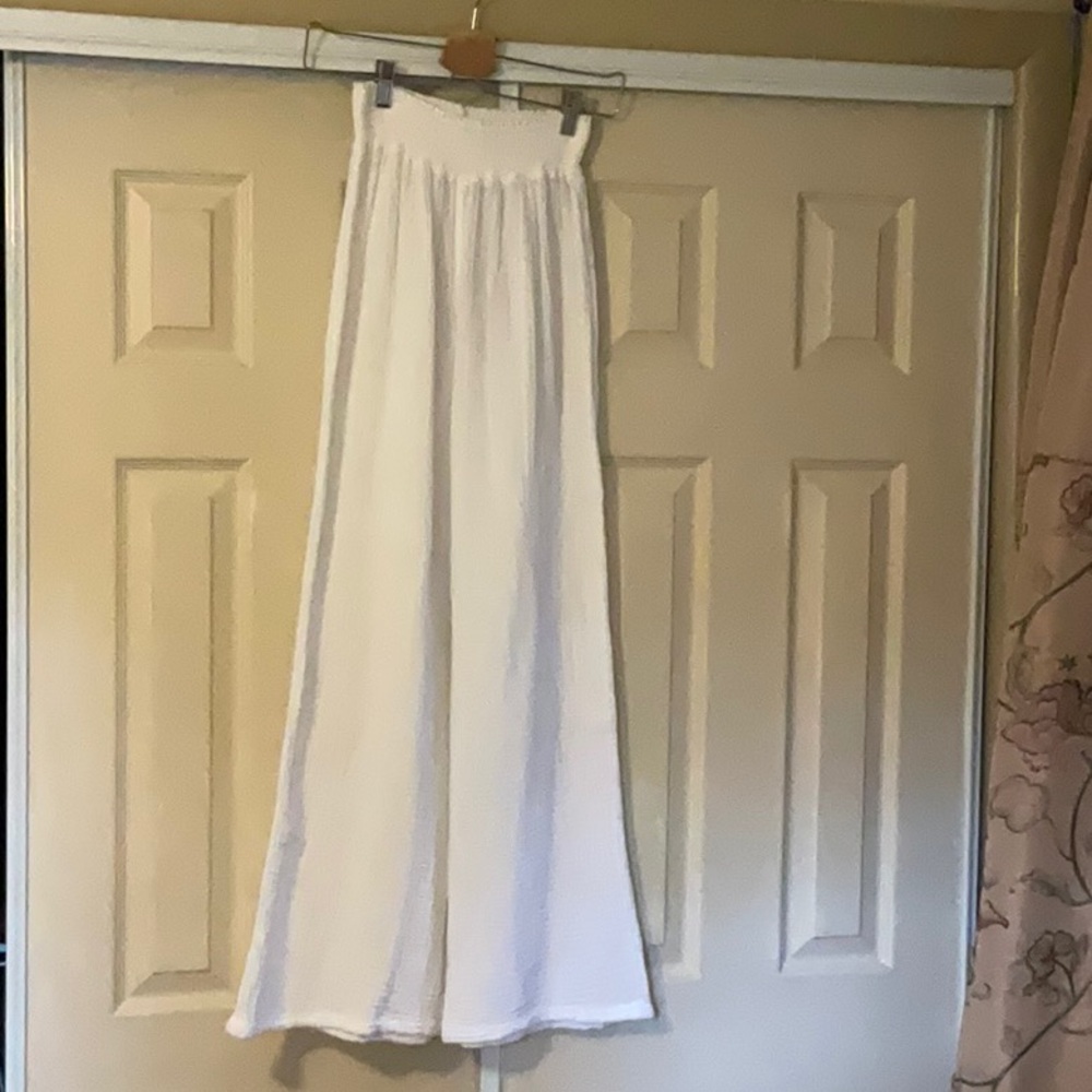 Michael Stars White Textured Wide Leg Jumpsuit